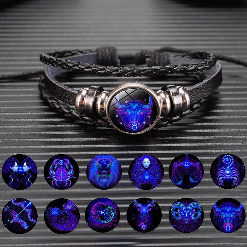12 Zodiac Constellation Bracelet Luminous Braided Design Bracelet For Men Women Kids - Glitch 69