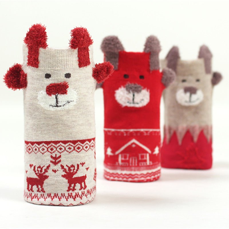 Christmas Theme Red Natal Year Socks - Glitch 69