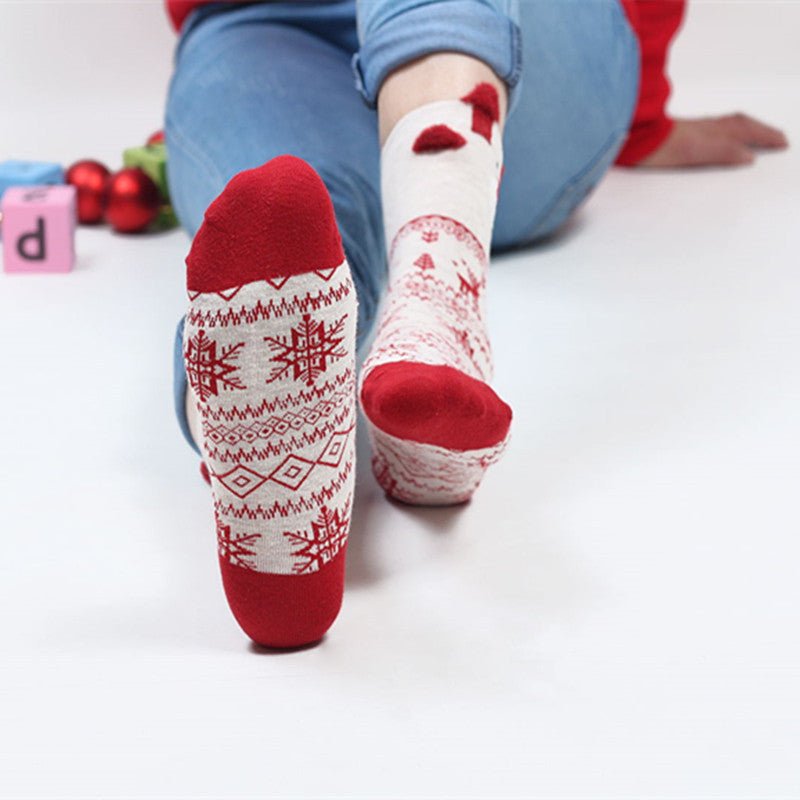 Christmas Theme Red Natal Year Socks - Glitch 69