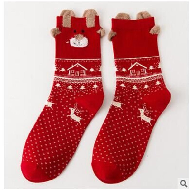 Christmas Theme Red Natal Year Socks - Glitch 69