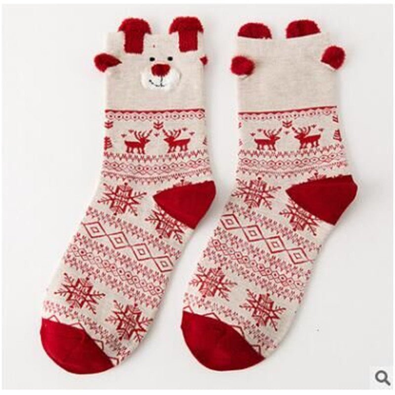 Christmas Theme Red Natal Year Socks - Glitch 69