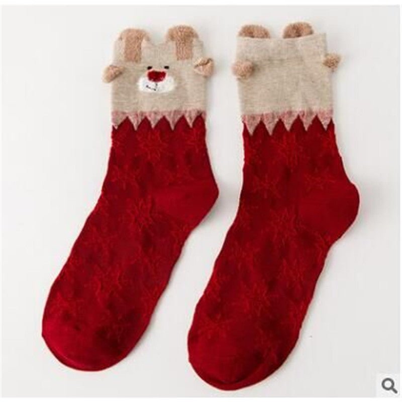 Christmas Theme Red Natal Year Socks - Glitch 69