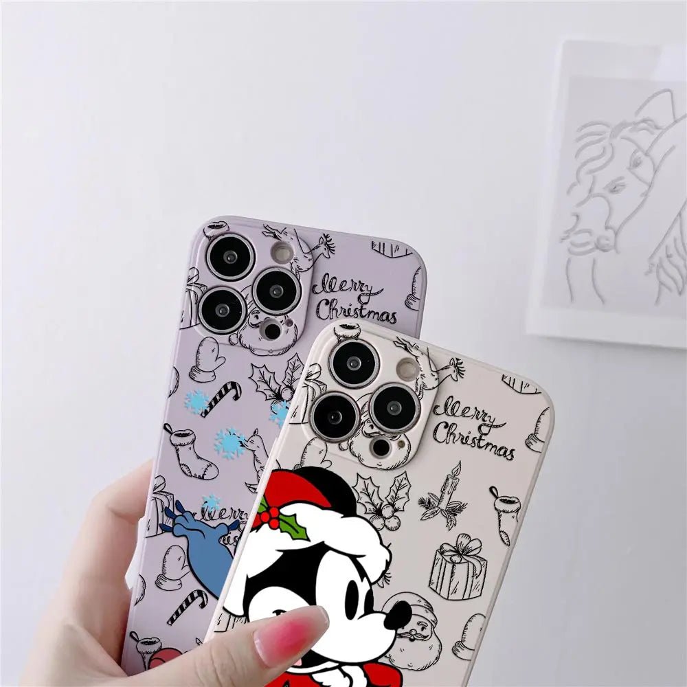 Disneys Christmas Pattern Phone Case For iPhone 17 16 15 14 13 12 11 Pro Max Cases For iPhone 17Air 16 Plus 16E X Silicone Cover - Glitch 69