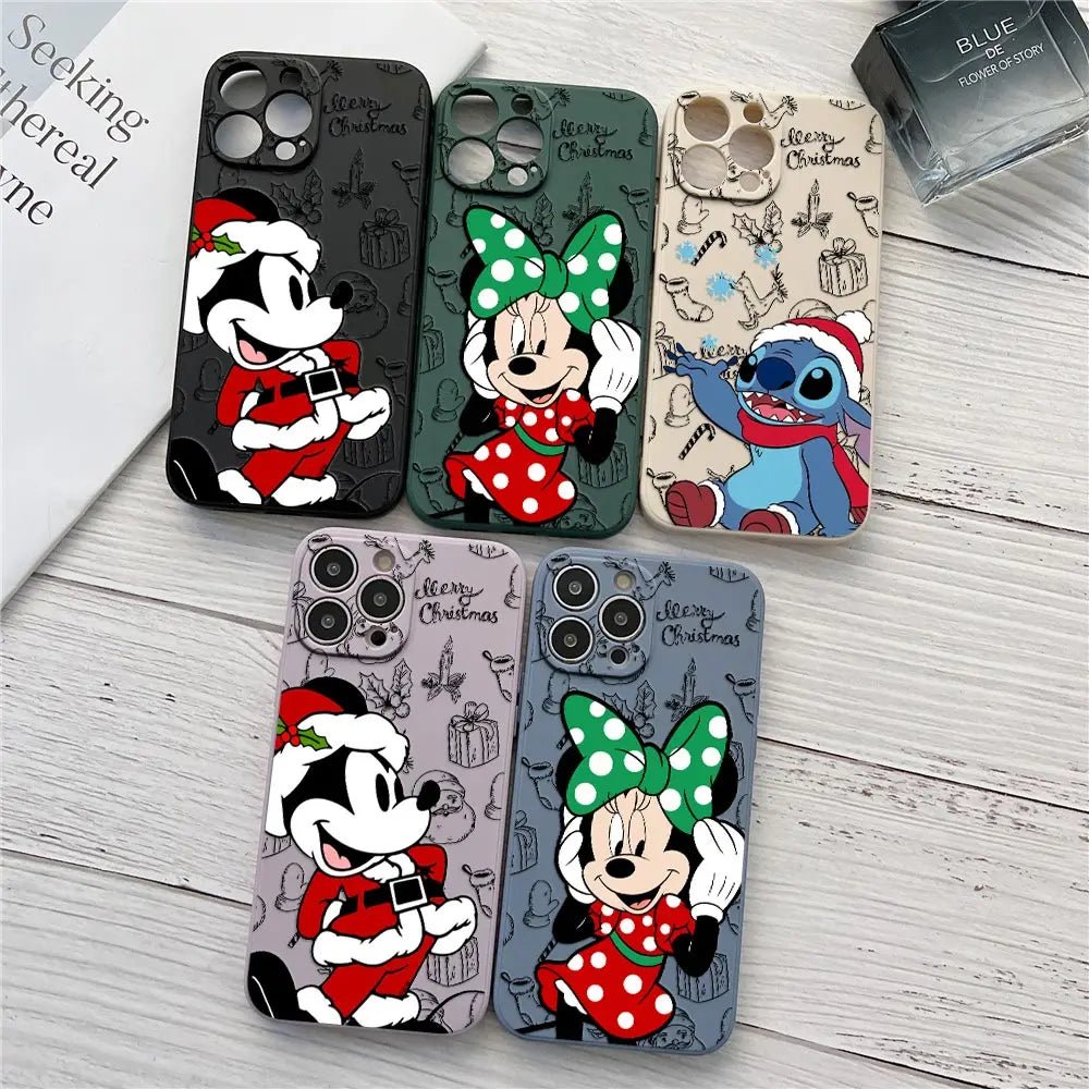 Disneys Christmas Pattern Phone Case For iPhone 17 16 15 14 13 12 11 Pro Max Cases For iPhone 17Air 16 Plus 16E X Silicone Cover - Glitch 69