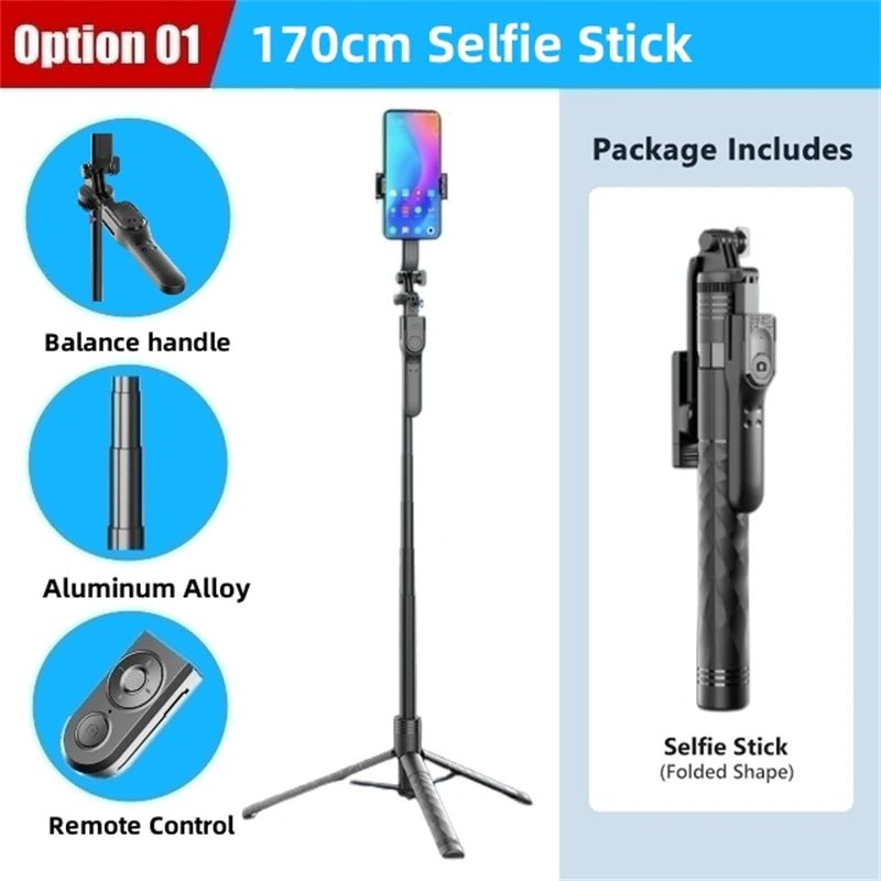 FANGTUOSI 1750mm Wireless Selfie Stick Tripod Stand Foldable Monopod With Led Light For Smartphones Balance Steady Shooting Live - Glitch 69