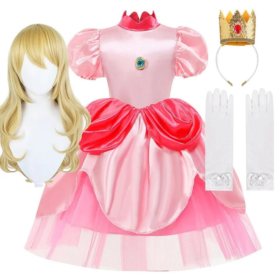 Girls Barbi Peach Costume Baby Wednesday Halloween Ruffles Disguise Kids Cosplay Dancing Layered Clothes Addams Christmas Dress - Glitch 69
