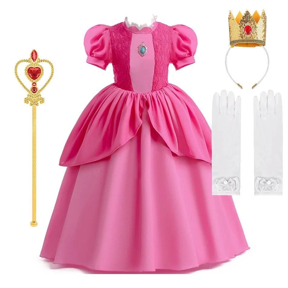 Girls Barbi Peach Costume Baby Wednesday Halloween Ruffles Disguise Kids Cosplay Dancing Layered Clothes Addams Christmas Dress - Glitch 69