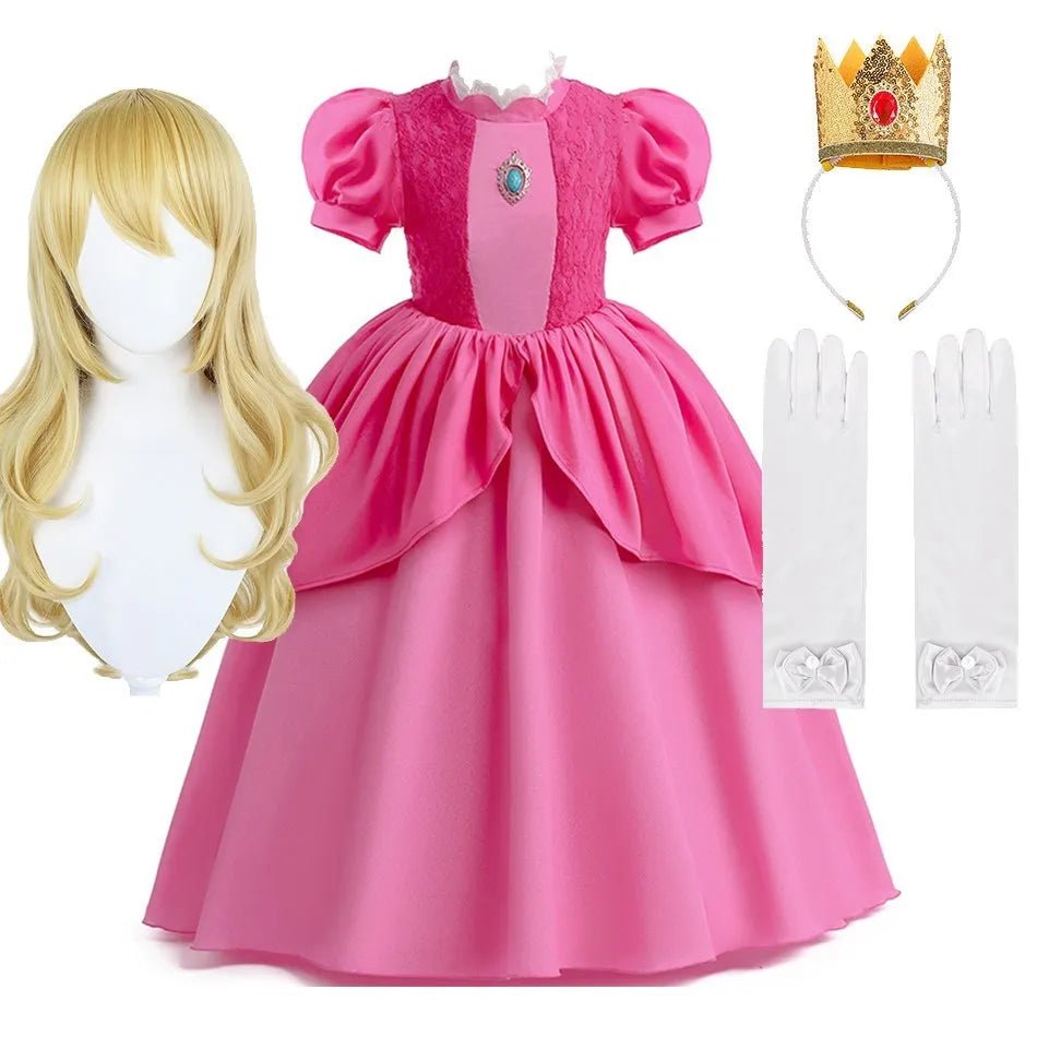 Girls Barbi Peach Costume Baby Wednesday Halloween Ruffles Disguise Kids Cosplay Dancing Layered Clothes Addams Christmas Dress - Glitch 69