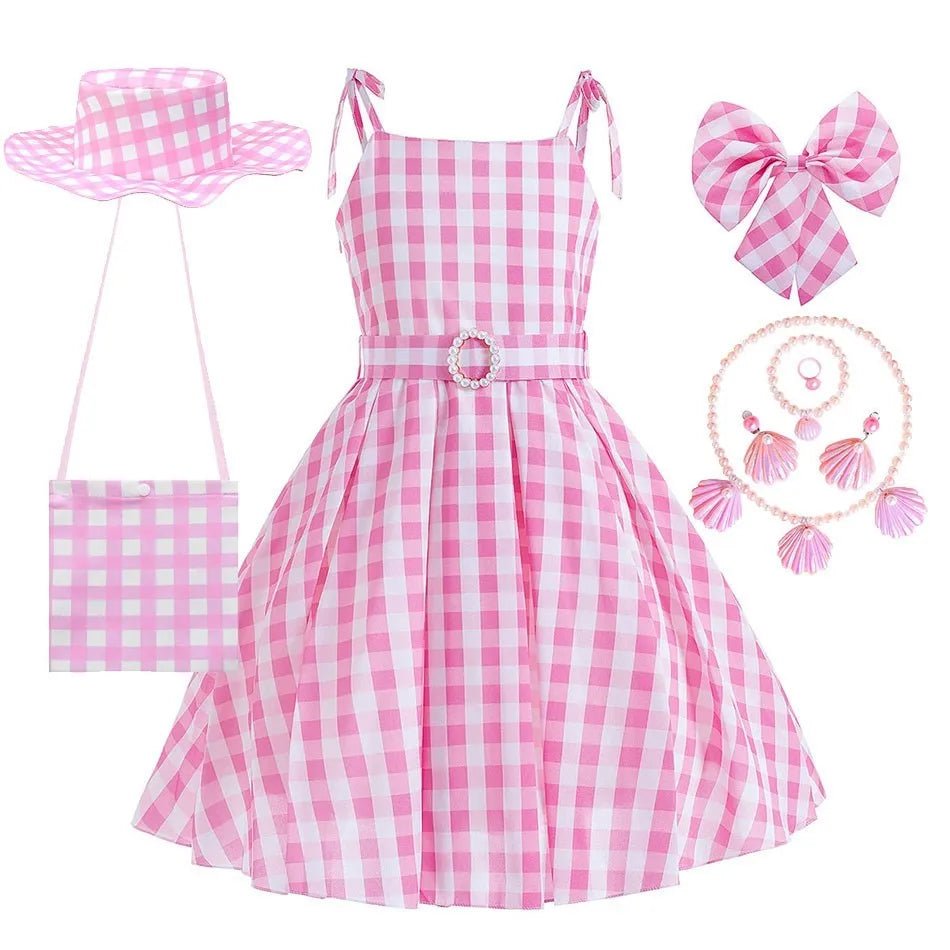 Girls Barbi Peach Costume Baby Wednesday Halloween Ruffles Disguise Kids Cosplay Dancing Layered Clothes Addams Christmas Dress - Glitch 69