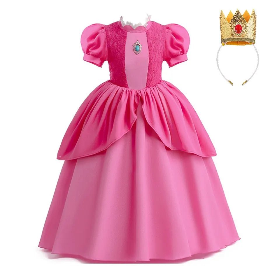 Girls Barbi Peach Costume Baby Wednesday Halloween Ruffles Disguise Kids Cosplay Dancing Layered Clothes Addams Christmas Dress - Glitch 69