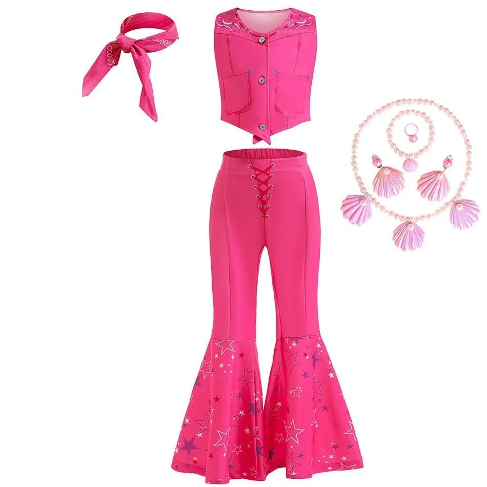 Girls Barbi Peach Costume Baby Wednesday Halloween Ruffles Disguise Kids Cosplay Dancing Layered Clothes Addams Christmas Dress - Glitch 69