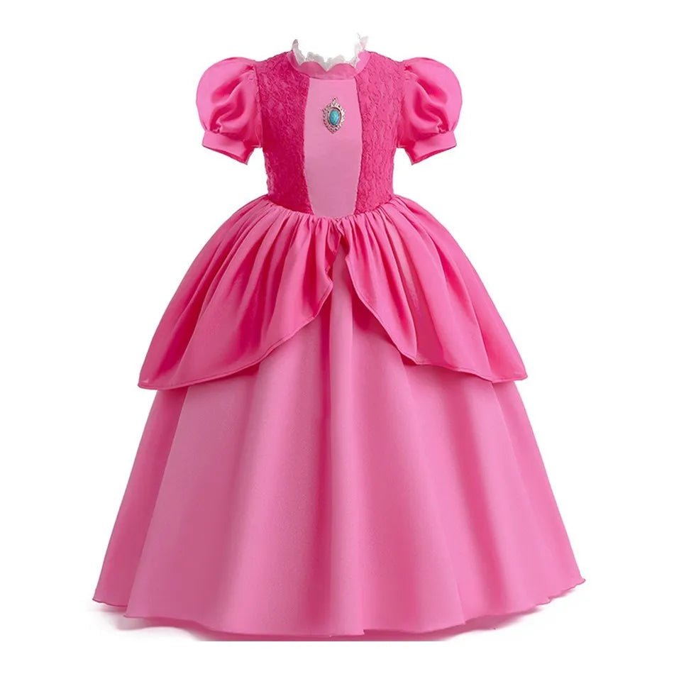 Girls Barbi Peach Costume Baby Wednesday Halloween Ruffles Disguise Kids Cosplay Dancing Layered Clothes Addams Christmas Dress - Glitch 69