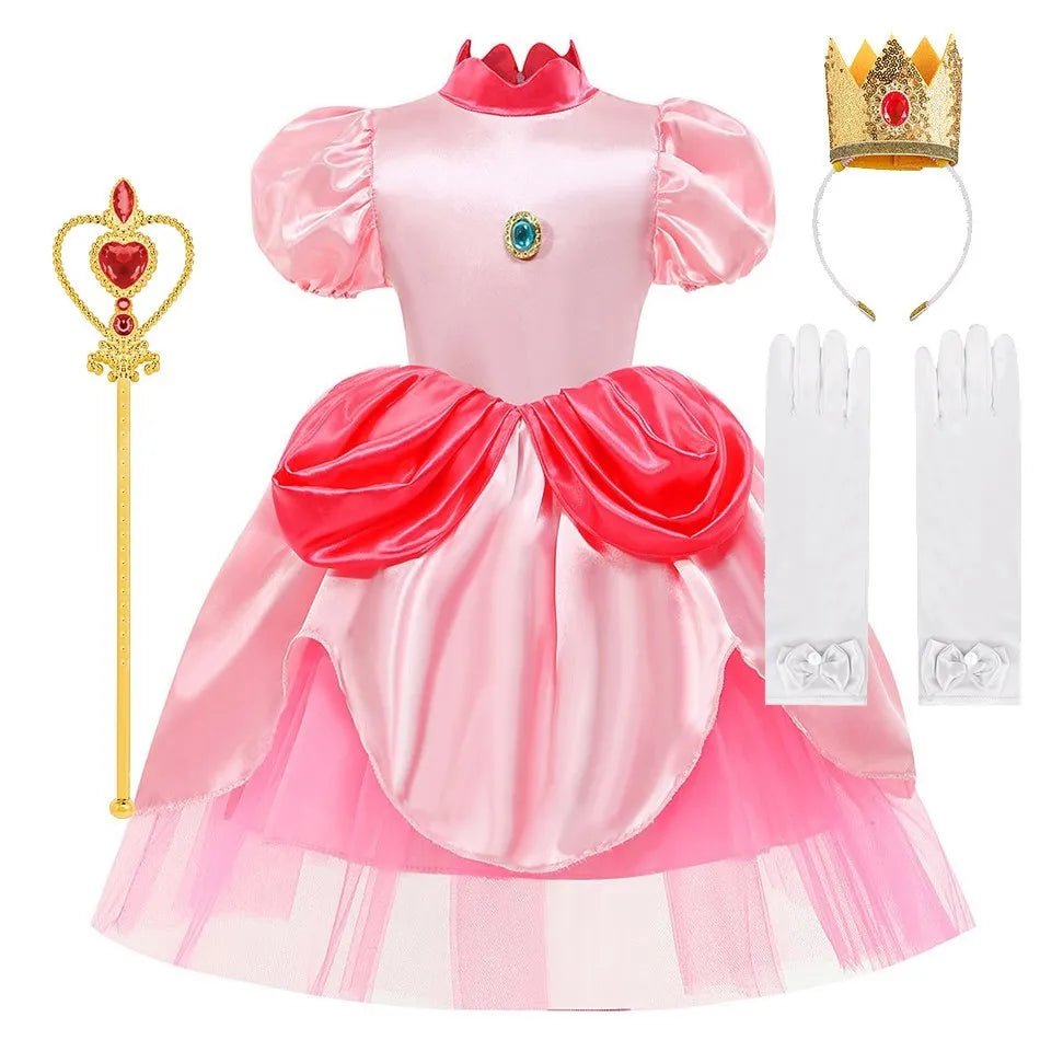 Girls Barbi Peach Costume Baby Wednesday Halloween Ruffles Disguise Kids Cosplay Dancing Layered Clothes Addams Christmas Dress - Glitch 69