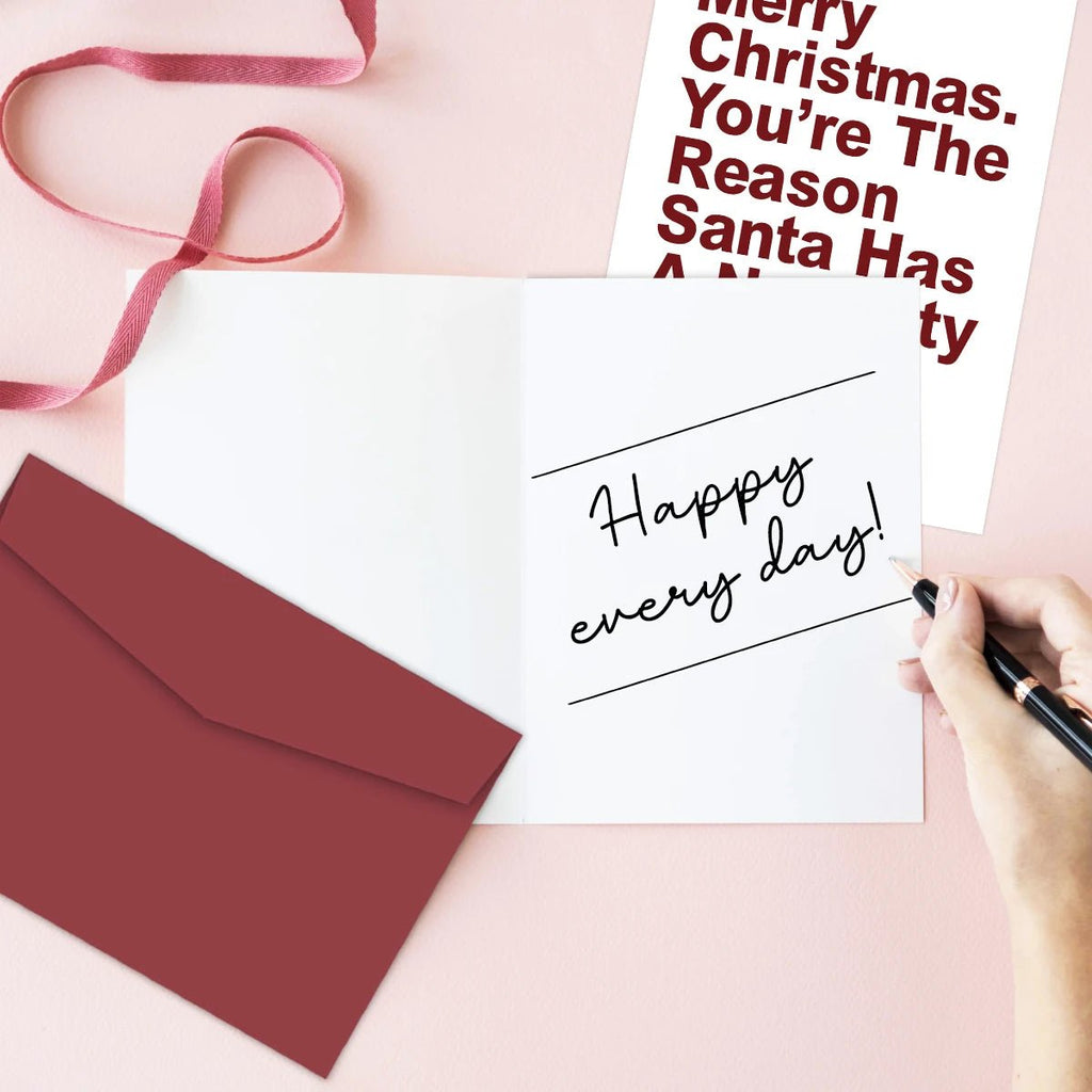 Humorous Christmas Greeting Card with Envelope,"You're The Reason Santa Has A Naughty List,Funny Christmas Card for Kids Friends - Glitch 69