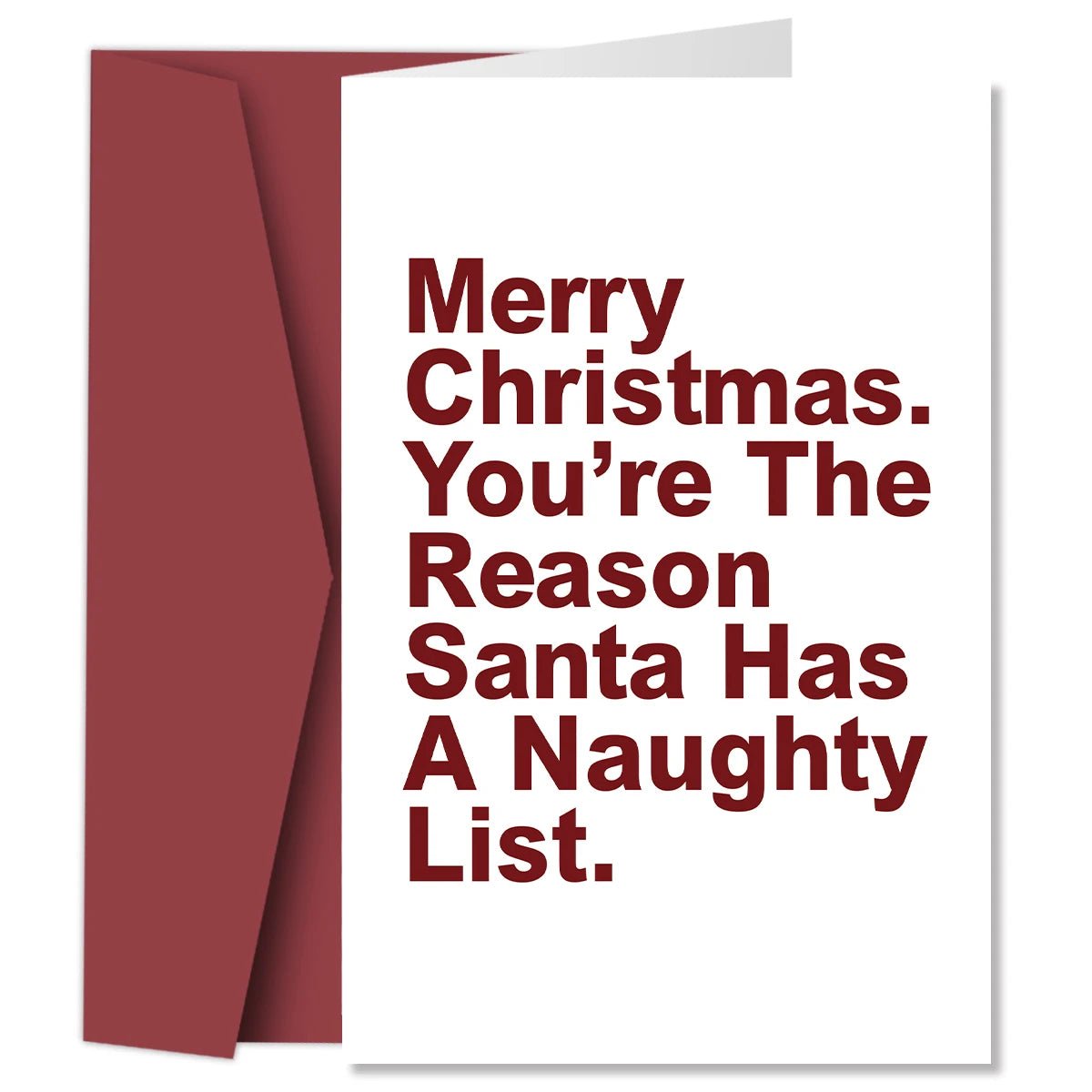 Humorous Christmas Greeting Card with Envelope,"You're The Reason Santa Has A Naughty List,Funny Christmas Card for Kids Friends - Glitch 69