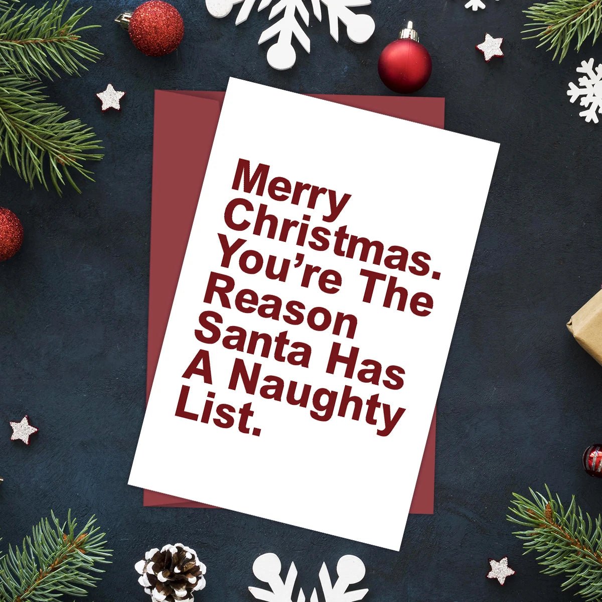 Humorous Christmas Greeting Card with Envelope,"You're The Reason Santa Has A Naughty List,Funny Christmas Card for Kids Friends - Glitch 69