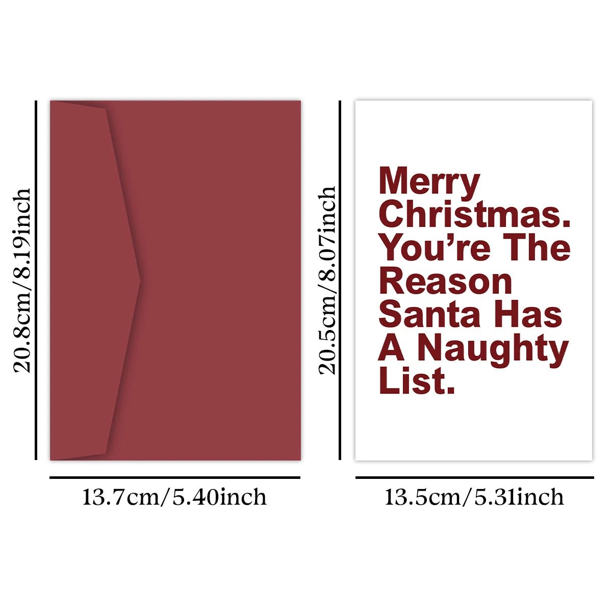 Humorous Christmas Greeting Card with Envelope,"You're The Reason Santa Has A Naughty List,Funny Christmas Card for Kids Friends - Glitch 69