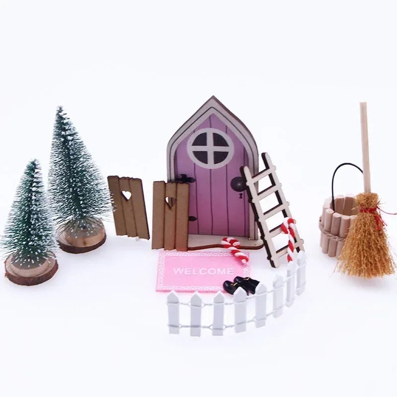 Mini house Elf Door Christmas Decoration Set Miniature scene Mini wooden door Elf door accessories Christmas DIY decoration - Glitch 69