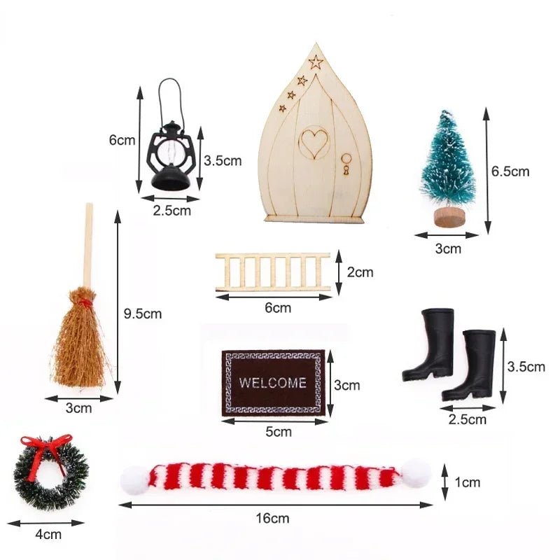 Mini house Elf Door Christmas Decoration Set Miniature scene Mini wooden door Elf door accessories Christmas DIY decoration - Glitch 69