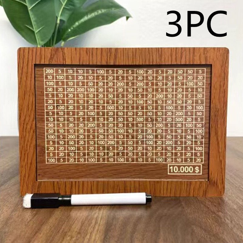 Money Box Piggy Bank Wood Money Bank Reusable Money Box With Saving Goal And Numbers To Check For Helps The Habit Of Saving - Glitch 69