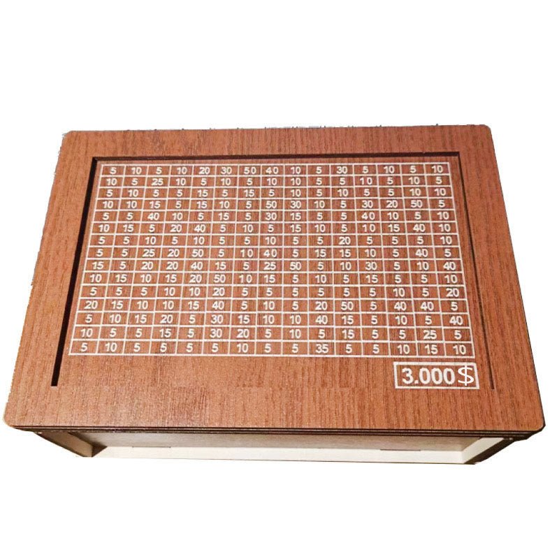 Money Box Piggy Bank Wood Money Bank Reusable Money Box With Saving Goal And Numbers To Check For Helps The Habit Of Saving - Glitch 69