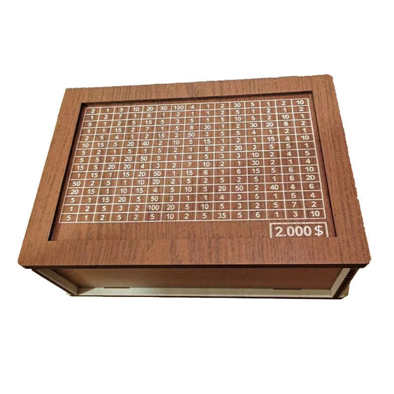 Money Box Piggy Bank Wood Money Bank Reusable Money Box With Saving Goal And Numbers To Check For Helps The Habit Of Saving - Glitch 69