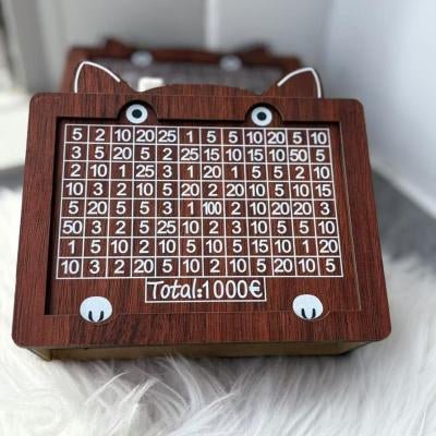 Money Box Piggy Bank Wood Money Bank Reusable Money Box With Saving Goal And Numbers To Check For Helps The Habit Of Saving - Glitch 69