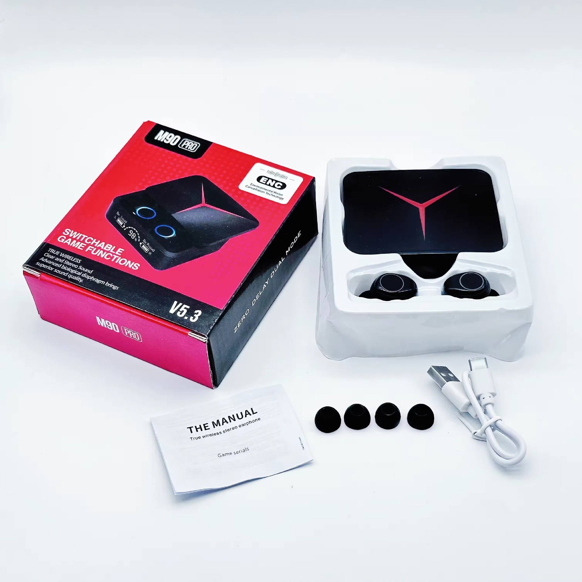 New Arrival Slide M90 Pro Pro Tws Bt5.3 Earbuds Touch Tws Gaming Earbuds Tws Wireless Earbuds - Glitch 69