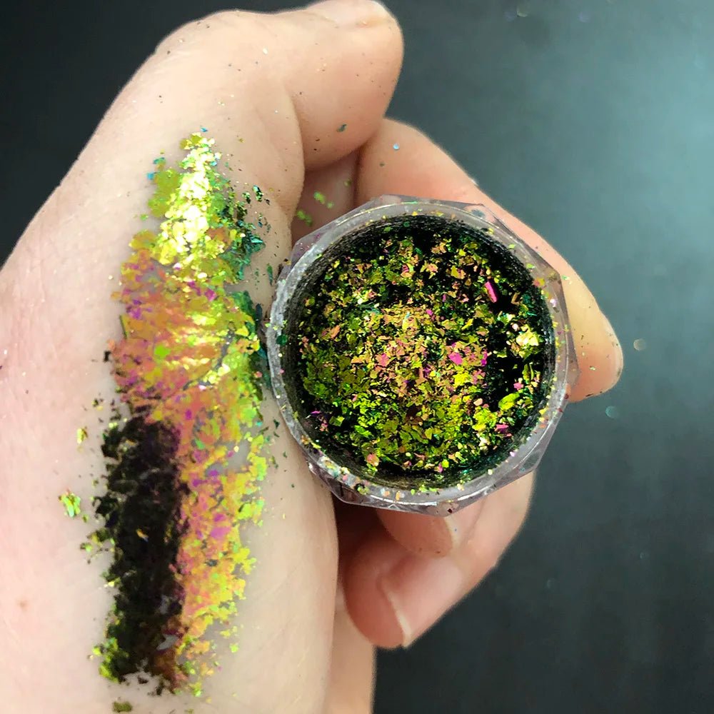 New Christmas Chameleon Glitter Flakes 1Jar(1 - 2g) Holographic Color - Changed Chameleon Sequins Red/Green Manicure Chameleon Flake - Glitch 69