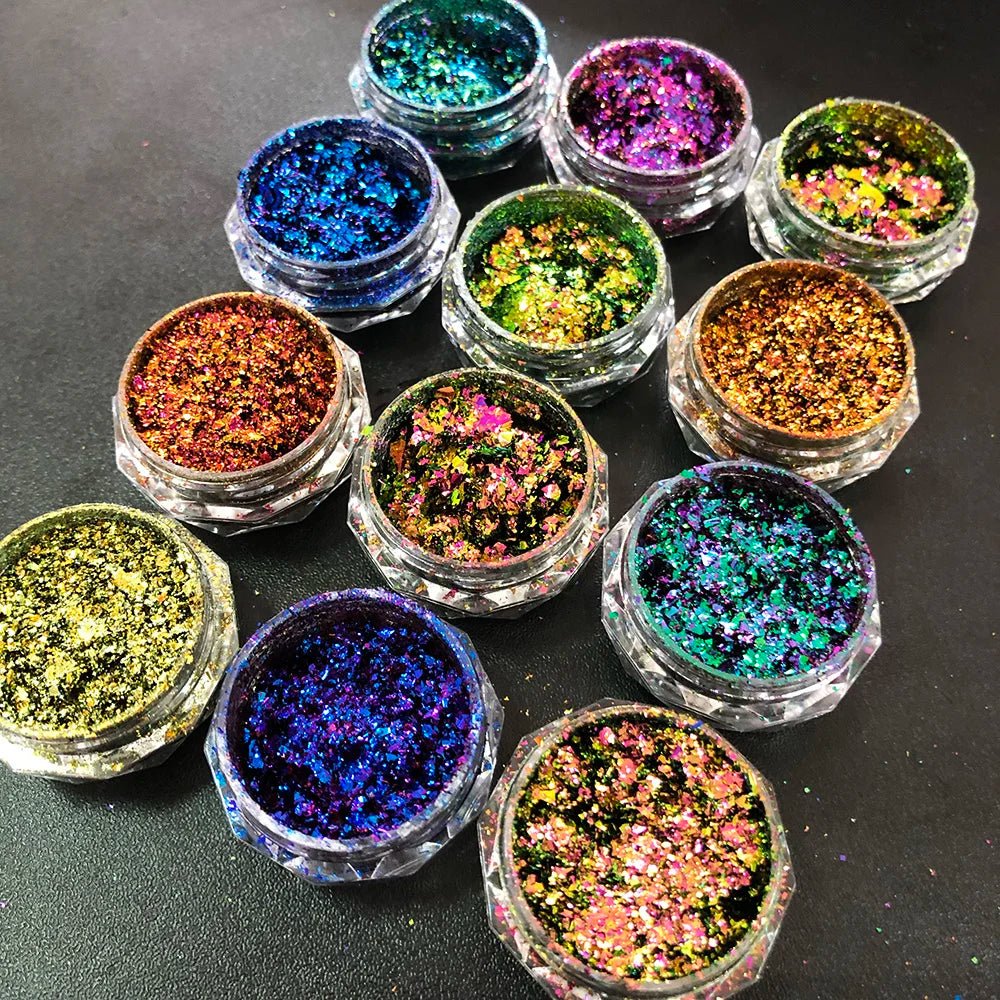 New Christmas Chameleon Glitter Flakes 1Jar(1 - 2g) Holographic Color - Changed Chameleon Sequins Red/Green Manicure Chameleon Flake - Glitch 69