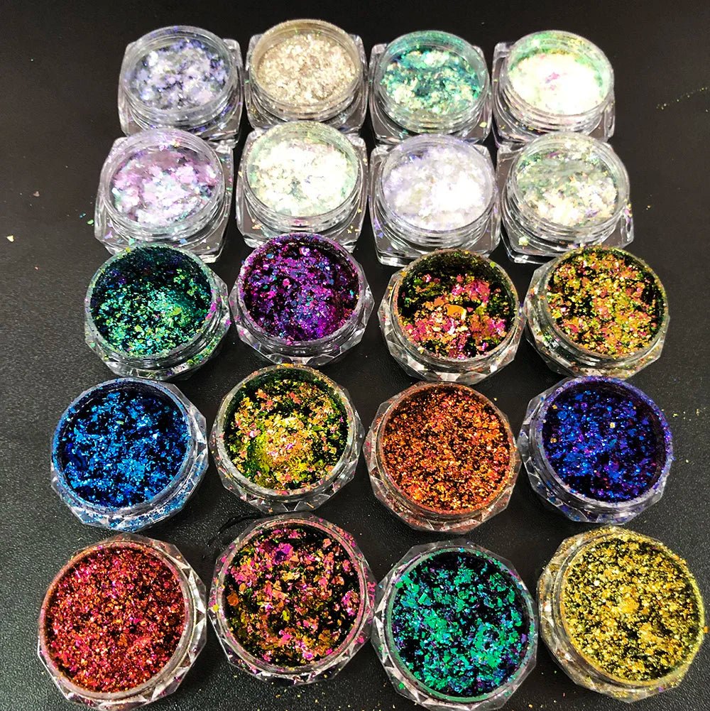 New Christmas Chameleon Glitter Flakes 1Jar(1 - 2g) Holographic Color - Changed Chameleon Sequins Red/Green Manicure Chameleon Flake - Glitch 69