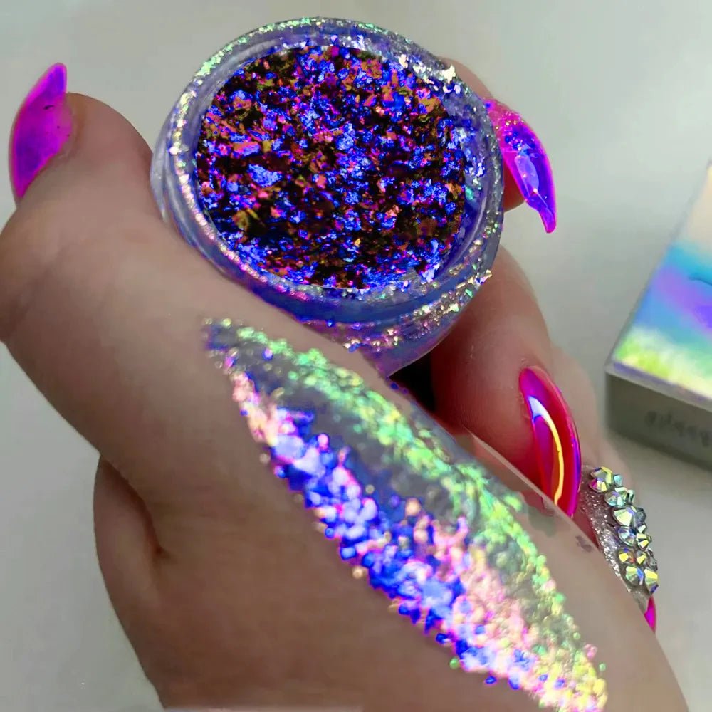 New Christmas Chameleon Glitter Flakes 1Jar(1 - 2g) Holographic Color - Changed Chameleon Sequins Red/Green Manicure Chameleon Flake - Glitch 69