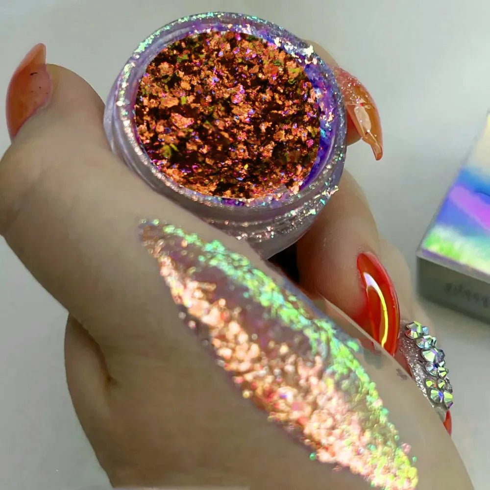 New Christmas Chameleon Glitter Flakes 1Jar(1 - 2g) Holographic Color - Changed Chameleon Sequins Red/Green Manicure Chameleon Flake - Glitch 69