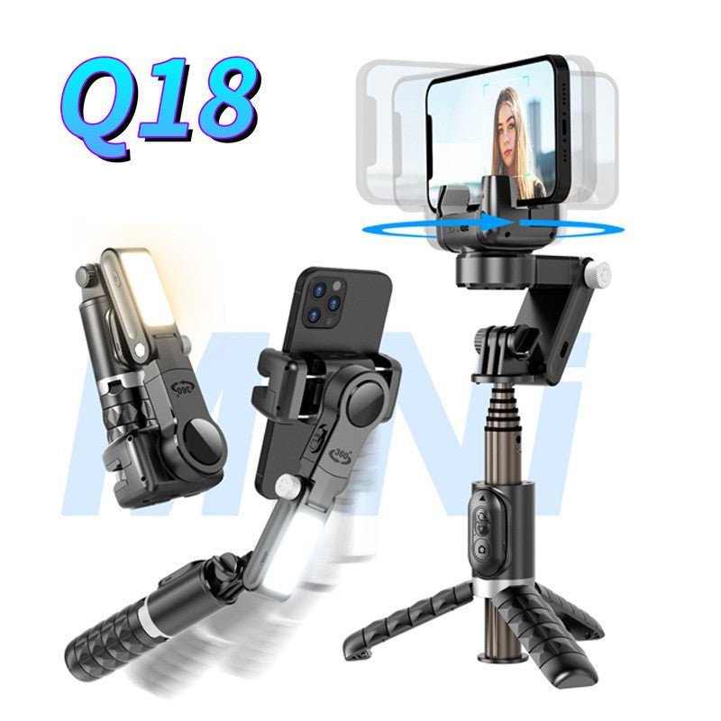 Q18 Mobile gimbal, selfie stick, anti shake, extendable handheld stabilizer, AI face tracking tool, stand for table use - Glitch 69