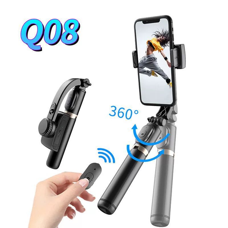 Q18 Mobile gimbal, selfie stick, anti shake, extendable handheld stabilizer, AI face tracking tool, stand for table use - Glitch 69
